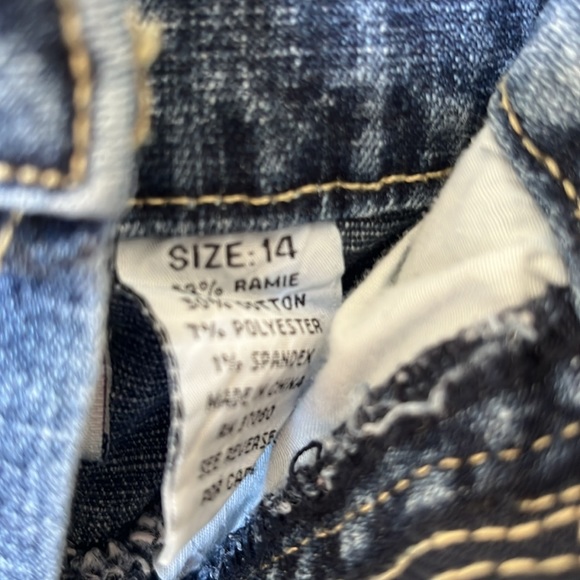 Carolina Blue Mini Denim Skirt / side zip with pockets Size 14 - Picture 3 of 7